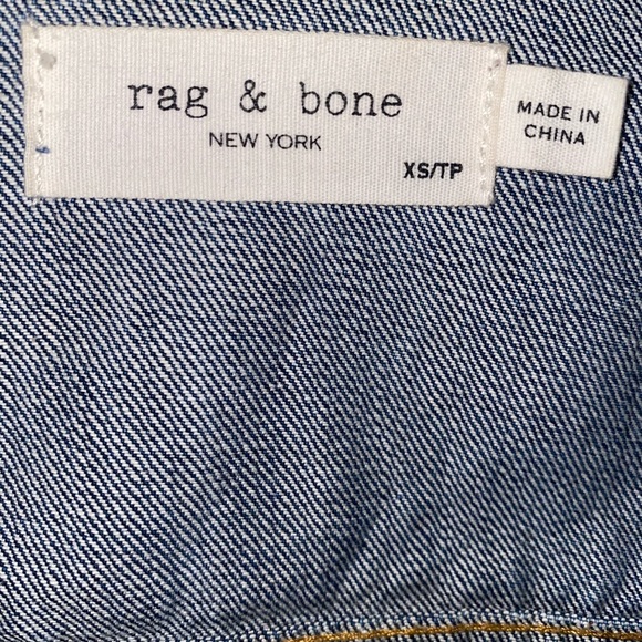 Rag &Bone Leather & Denim Crop Jacket In Indigo XS - Picture 9 of 16